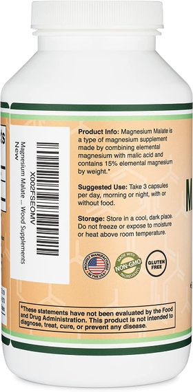 Малат магнію Double Wood Magnesium Malate 1500 mg, 420capsules | Зображення 2
