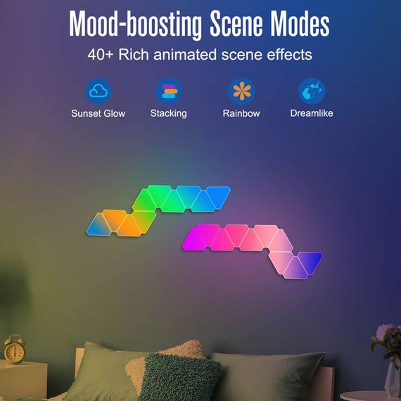 Настенный светильник Smart Triangular Quantum Light SAL-012B Bluetooth USB interface with app 6pcs White | Зображення 2