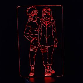 Акриловый светильник-ночник Наруто и Хината красный tty-n000229