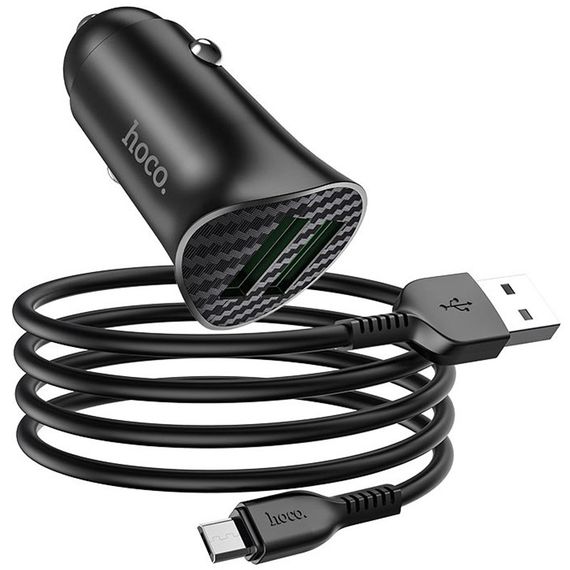 АЗП Hoco Z39 Farsighted QC3.0 18W (2USB-A) + кабель USB to MicroUSB Чорний | Зображення 1