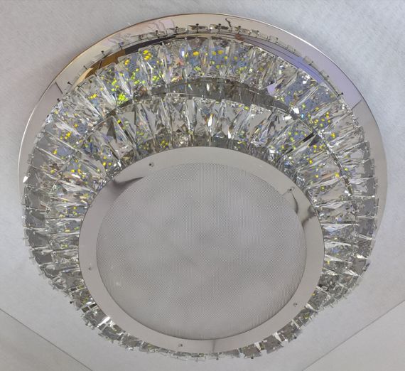 Люстра стельова кришталева LED з пультом 25661 Хром 18х50х50 см. | Зображення 4