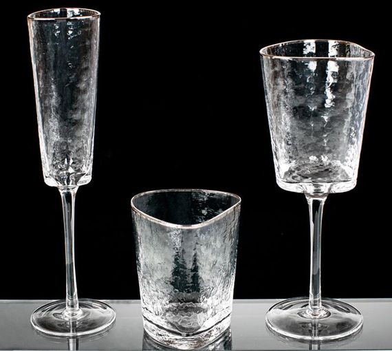 Набір 4 фужера Monaco Ice келихи для вина 400мл, скло з срібним кантом | Зображення 1
