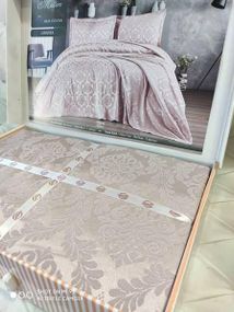 Покрывало(240х240см) с наволочками (50х70см) Karina Meltem Lavanta Жаккард с кружевом