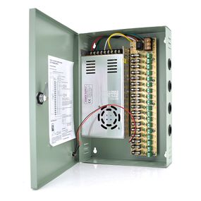 Импульсный БП 12V-30A/18CH в боксе с замком перфорированный,18-ти канальный,Q14