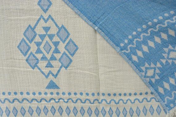 Муслінове покривало Kayra 210x250 см MP2, Блакитне | Зображення 3