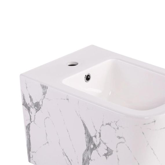 Комплект Qtap Tern Marble 3 в 1: подвесной унитаз Ultra Quiet + биде подвесное + раковина накладная QTERMR49164 | Зображення 6