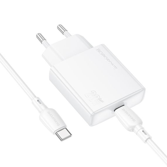 МЗП Borofone BN23 Wish PD20W (1USB-C) + кабель Type-C to Type-C White | Зображення 3