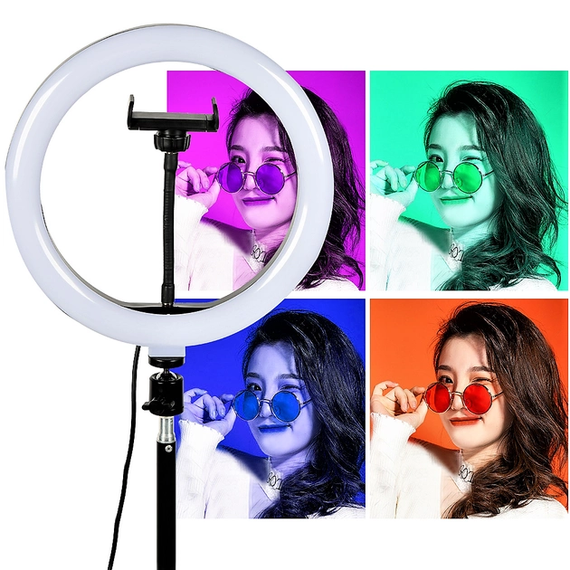 Кольцевая LED лампа RGB MJ38 38см 220V 1 крепл.тел USB + пульт | Зображення 3