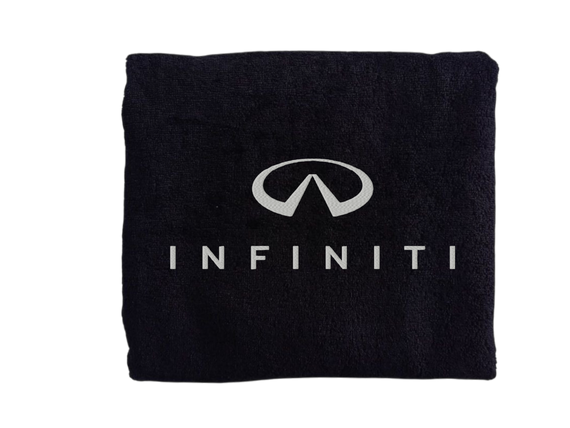 Полотенце с вышивкой махровое банное 70*140 черный автомобилисту Инфинити Infiniti 00451
