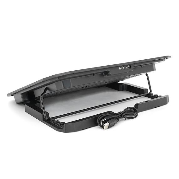 Підставка під ноутбук IceCoorel N106L, 10-18", 2*125mm 1400±10% RPM, корпус пластик+алюміній, 2xUSB 2.0+LCD, 362x260x30 mm, Black, | Зображення 2