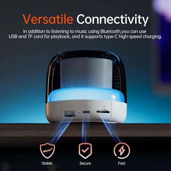 Портативный Bluetooth-динамик PRSCFUM DZ018, беспроводной, со светодиодной подсветкой RGB, двойным сопряжением | Зображення 2