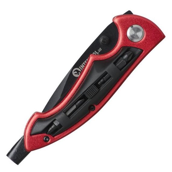 Ніж складаний, ручка алюміній + пластик, 4 викруткові насадки INTERTOOL HT-0592 | Зображення 4