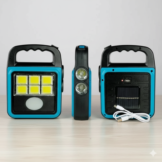 Фонарь прожектор USB с солнечной панелью и повербанком Solar LED light HS-8020 60 Вт водозащита IP65 | Зображення 3