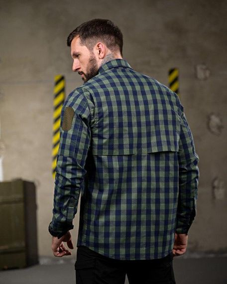 Літня тактична сорочка клітинка  клітинка олива ПП4759 | Зображення 2