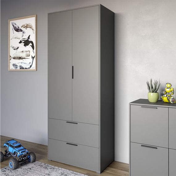 Шафа розпашна дводверна LION Краш з 2 шухлядами Антрацит (LION-044001)