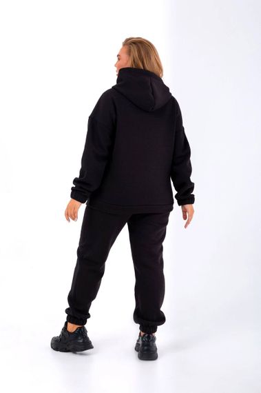 Женский теплый спортивный костюм на флисе худи и штаны NB23038 цвет черный, размер 42/44 | Зображення 3