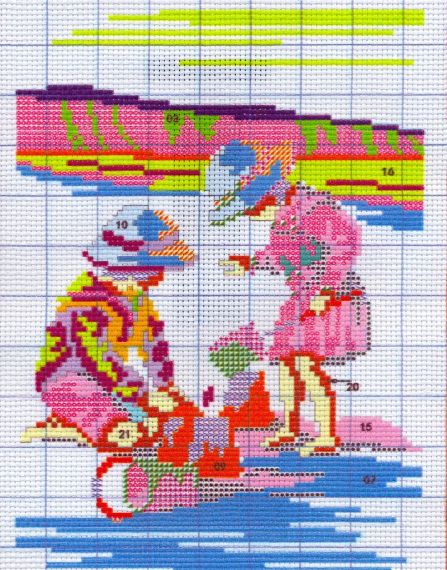 Набір для вишивання за нанесеною на канву схемою "Play in the seaside". AIDA 14CT printed, 21*28 см | Зображення 3