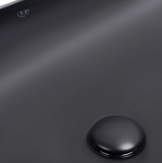 Комплект Qtap Robin: Раковина накладна прямокутна 600x390x150 мм Matt Black + Донний клапан PU03 (QT132143PMBMBN47296) | Зображення 3