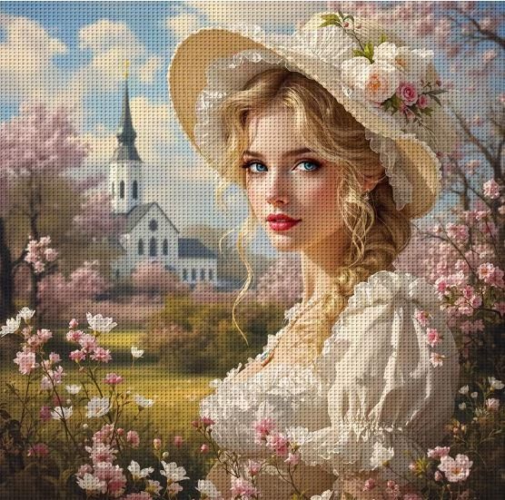 Набор для вышивки крестом JOZYSH «Весеннее вдохновение» 14CT, 40x40 см, канва Аида с нанесенным рисунком