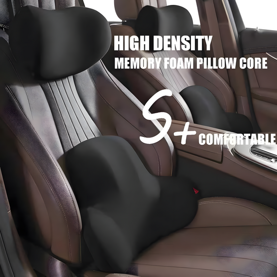 Ортопедична подушка для попереку Memory Foam для авто та офісного крісла чорна | Зображення 5