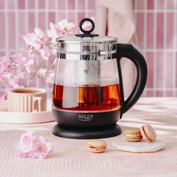 Електрочайник скляний Adler AD 1299 чорний, 1,5 л, 2200 Вт, з регулюванням температури та підсвіткою | Зображення 9
