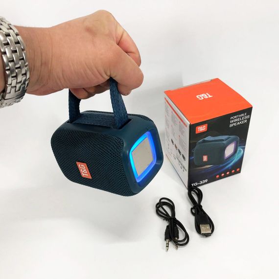 Портативная Bluetooth колонка TG339 5W с RGB подсветкой. HR-153 Цвет: синий | Зображення 1