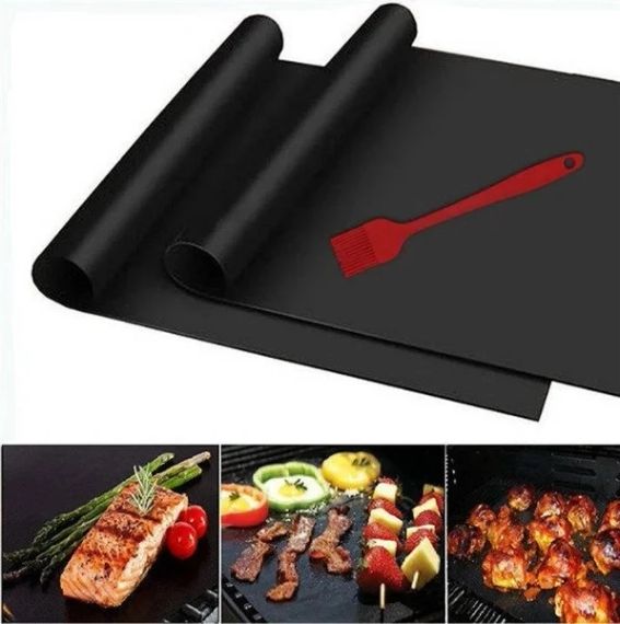 BBQ grill sheet гриль мат портативний антипригарним покриттям 33 Х 40 см для овочів, м'яса, морепродуктів | Зображення 4