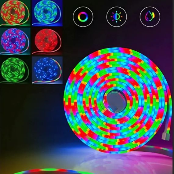 Умная неоновая лента от USB, 10 м, пульт + Bluetooth, Rgb / RGB лента / Гибкий неон / Лента светодиодная | Зображення 7