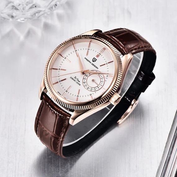 Чоловічий годинник Pagani Design PD-1689 Gold-White-Brown | Зображення 2