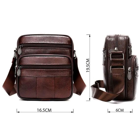 Чоловіча сумка з натуральної італійської шкіри, коричнева, компактний месенджер, кросбоді JN-33 | Зображення 1