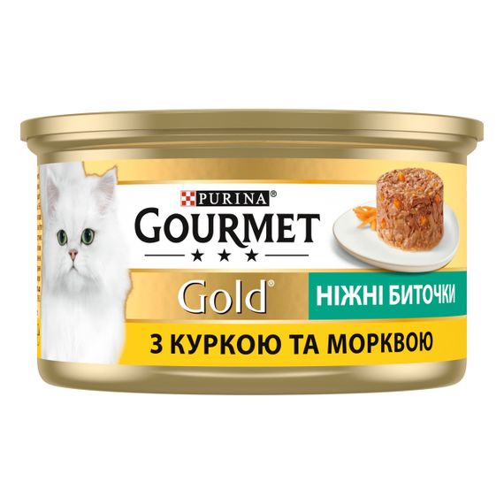 Влажный корм для котов с курицей и морковью Gourmet Gold, 85 гр | Зображення 1