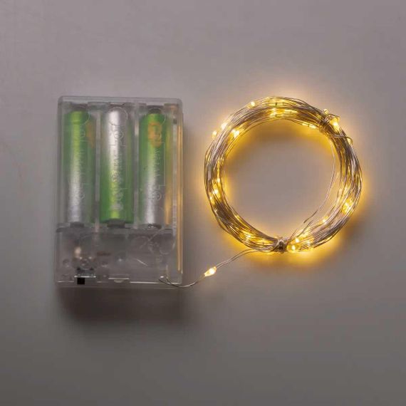 Гирлянда роса 10 метров капля на батарейках на 100 led белый провод желтая 100L10MWY | Зображення 5