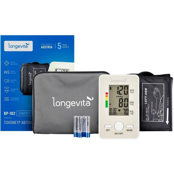 Тонометр LONGEVITA BP-102 с оригинальной манжетой Longevita + адаптер 6V гарантия 5 лет | Зображення 1