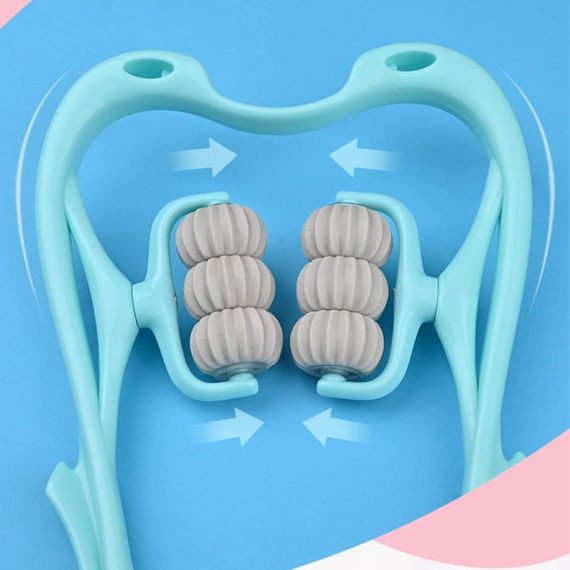 Ручной роликовый массажер с 6-ю роликами для шеи и тела, Голубой / Универсальный расслабляющий массажер | Зображення 6