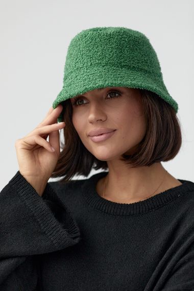 Жіноча панама з екохутра - зелений цвет, S (є розміри)