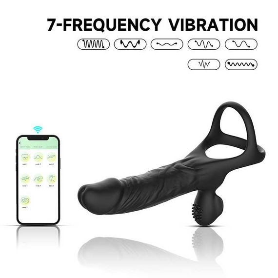 Смарт эрекционное кольцо с вибрацией и фаллоимитатором для двойного проникновения Love Spousе | Зображення 1