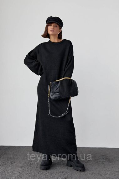 В'язане плаття oversize завдовжки максі колір чорний розмір S FL_000894 | Зображення 7