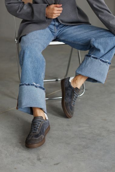 Кеди жіночі замшеві 591502 Сірі 36 37 38 39 40 41 | Зображення 9