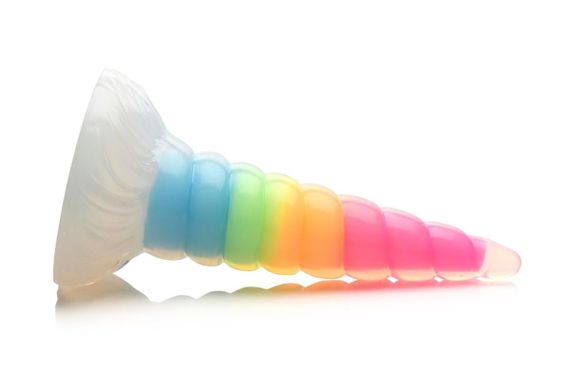 Фентезійний фалоімітатор Creature Cocks Luminescent Rainbow Silicone Dildo, світиться в темряві, 19,6 см Sex Aura | Зображення 1
