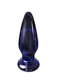 Скляна анальна пробка із вібрацією ToyJoy Buttocks конічної форми, синя sexstyle