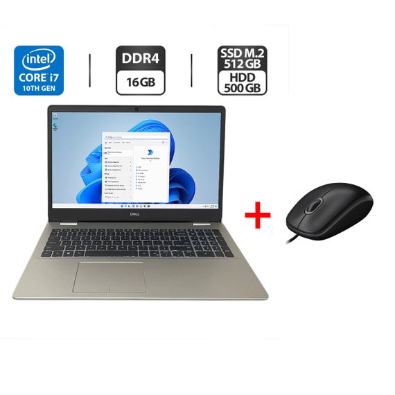 Ноутбук Dell Inspiron 5593 / 15.6" (1920x1080) IPS / Intel Core i7-1065G7 (4 (8) ядра по 1.3 - 3.9 GHz) / 16 GB DDR4 / 512 GB SSD M.2 + 500 GB HDD / Intel Iris Plus Graphics / WebCam б/в + Подарунок Дротова миша / USB