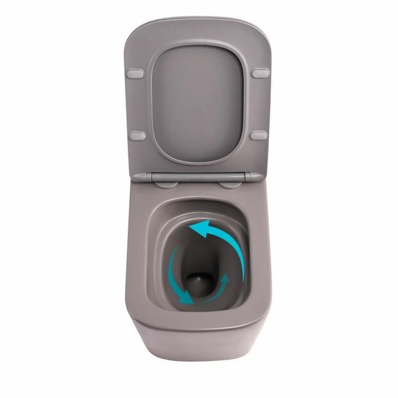 Унитаз подвесной Qtap Tern Ultra Quiet 520×345×325 мм, Stone grey, с сиденьем Slim Duroplast / Soft-close / Quick Release | Зображення 5