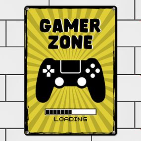 Металлическая табличка Gamer zone 26х18,5 см (MET_20J017_WH)