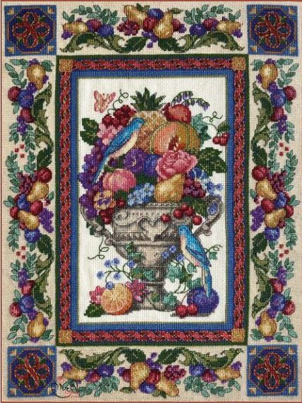 Набор для вышивания по нанесённой на канву схеме "Gorgeous fruit bowl". AIDA 14CT printed, 37*48 см | Зображення 9