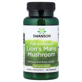 Гриб левова грива Swanson Lion's Mane Mushroom 500 mg Full Spectrum, 60 caps