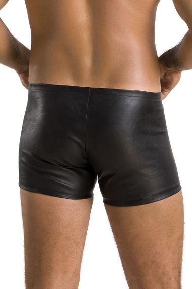 Мужские кожаные боксеры с молниями Passion 049 SHORT MATT XXL/XXXL Black sexstyle | Зображення 1