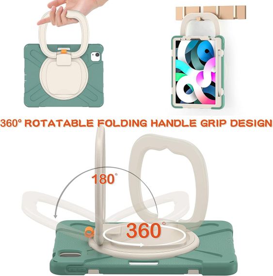 Чехол для iPad Air 4 10.9” (2020), iPad Pro 11” (2018/2020/2021), с ручкой подставкой, противоударный, зеленый | Зображення 2