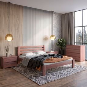 Односпальне дерев'яне ліжко Mebigrand Колумбія Горіх лісовий 80х190 см (MBG-14549)