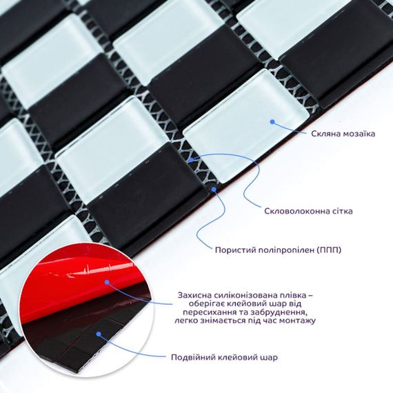 Мозаїка з декоративного скла шахматка 298х298х4,5мм SW-00002366 | Зображення 1