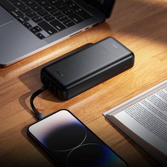 Power Bank Hoco J163A з кабелем USB+Micro+Type-C+Lightning (20000mAh) Чорний | Зображення 1
